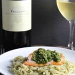 Orzo, Salmon and Pesto paired with a Frascati.