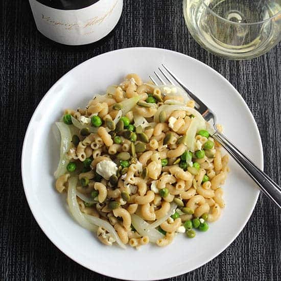 Quick Pasta with Peas and Feta Cheese Recipe