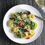 Quick Tortellini with Spinach and Garlic makes a quick and tasty meal.