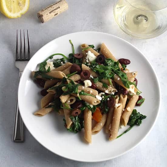 penne with arugula, garlic and beans