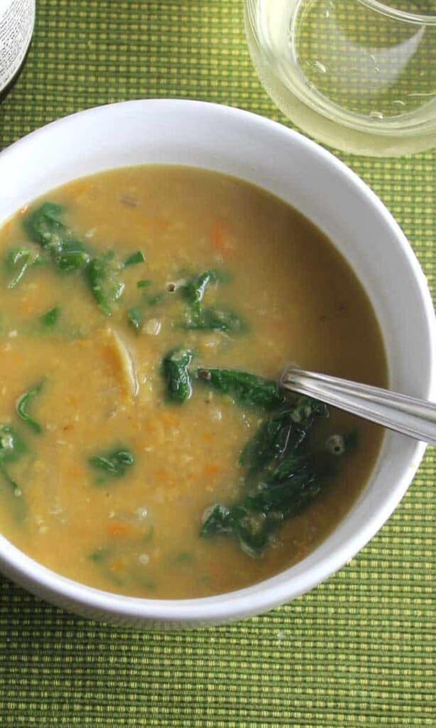 Spicy Lentil Soup with Swiss Chard #SundaySupper | Cooking Chat