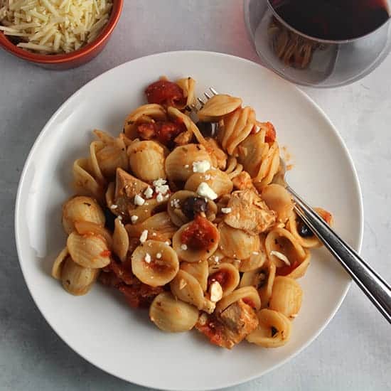 Leftover Chicken Pasta Sauce recipe with tomatoes and onions