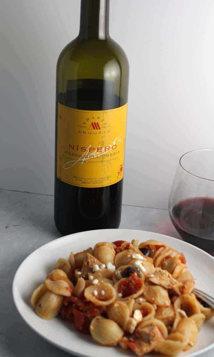 Nispero Rosso Dell'Umbria is a good everyday Italian red wine. Pairs well with leftover chicken pasta sauce.