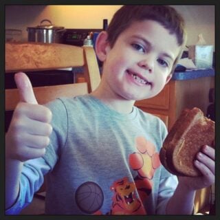 This dairy-free grilled cheese got a "thumbs up" from our boy with multiple food allergies.