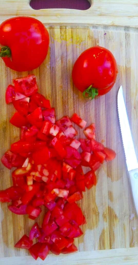 farm fresh tomatoes chopped for a quick, healthy sauce with ground turkey | cookingchatfood.com