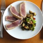 grilled tuna with eggplant and peppers