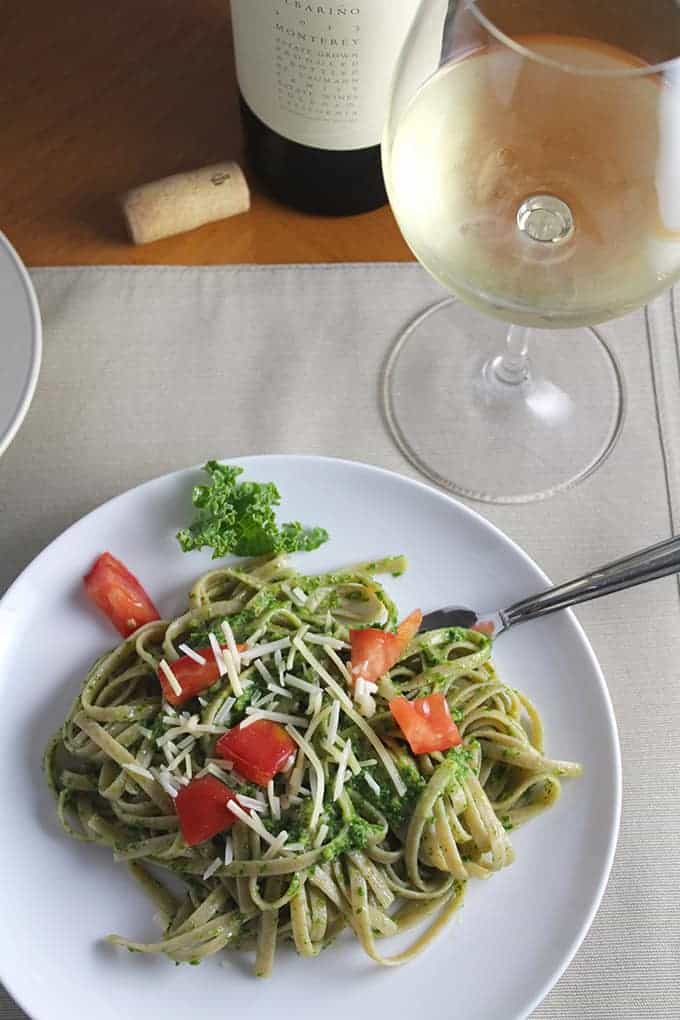 Linguine with Kale Pesto.