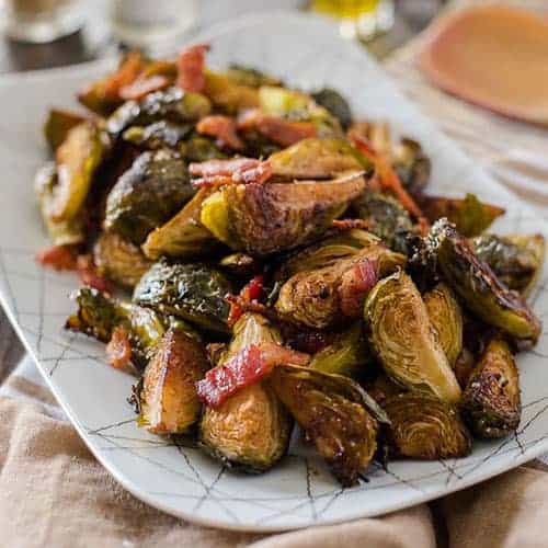 Bacon Balsamic Roasted Brussels Sprouts from Crumby Cupcake.