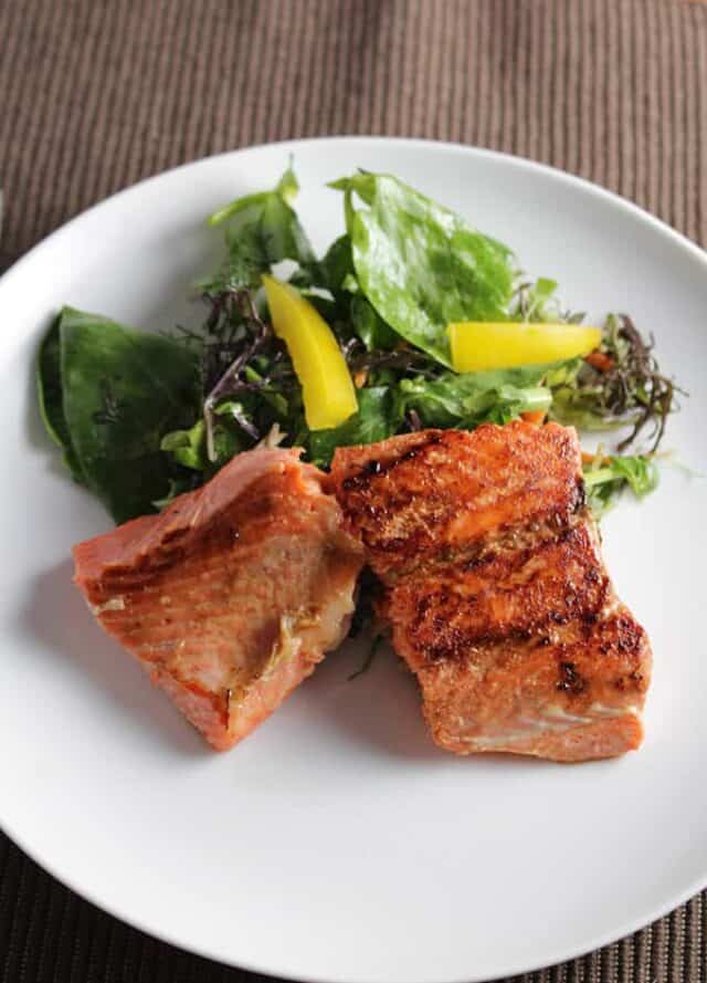 Asian Greens with Pan Seared Salmon Cooking Chat