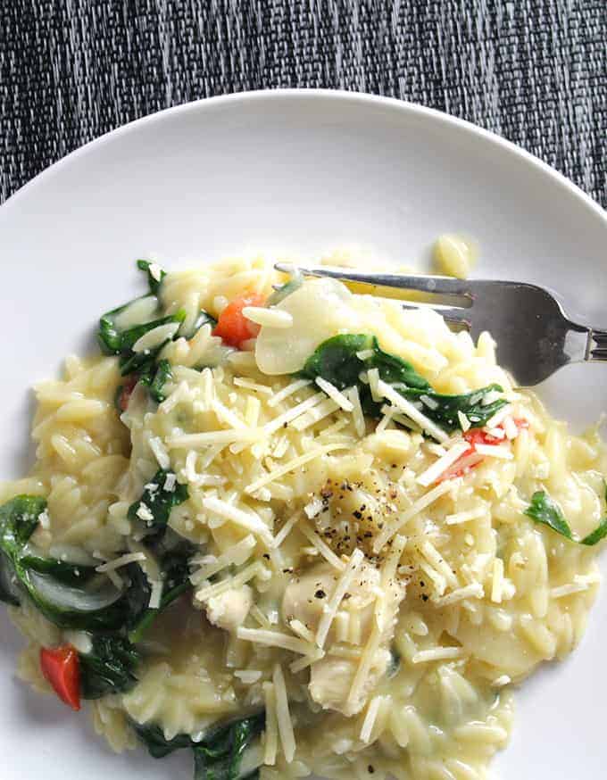Orzo with Chicken and Spinach for #WeekdaySupper with PERDUE® Signature Chicken Stock