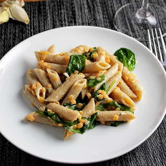 Penne with Red Lentils and Ginger