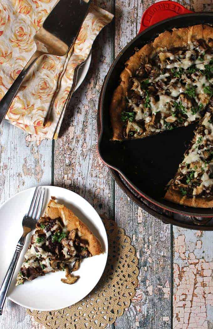 Skillet Pie with Mushrooms and Caramelized Onions. Whole Food Real Families guest recipe on Cooking Chat
