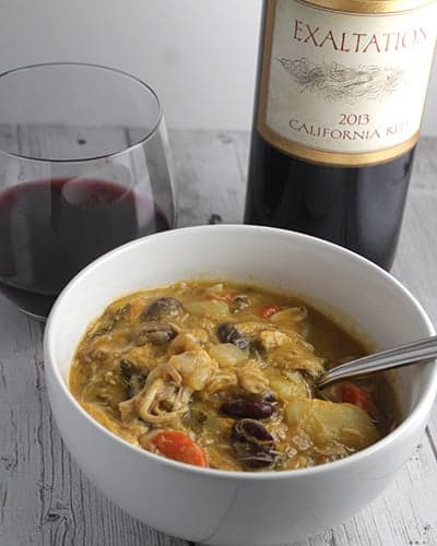 Hearty Chicken Stew with Exaltation Red Wine