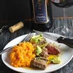 Avocado Chimichurri beef tenderloin paired with a Carmenere.