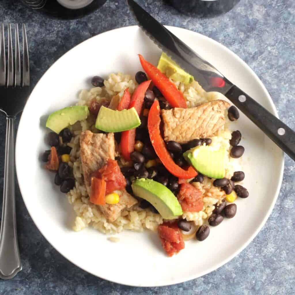 Skillet Pork and Black Beans with Rice - Cooking Chat