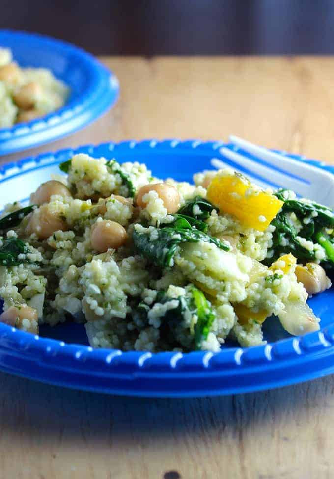 Couscous Veggie Salad with Pesto #SundaySupper | Cooking Chat