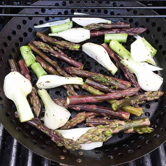 Grilled Asparagus and Onions recipe from Cooking Chat.