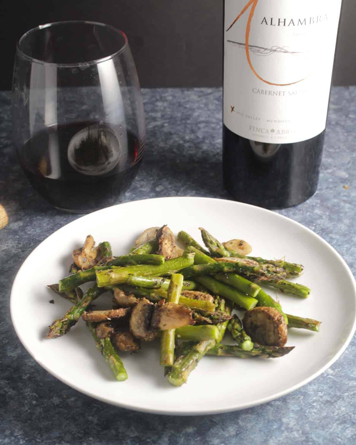 Roasted Asparagus and Mushrooms Paired with Red Wine Cooking Chat