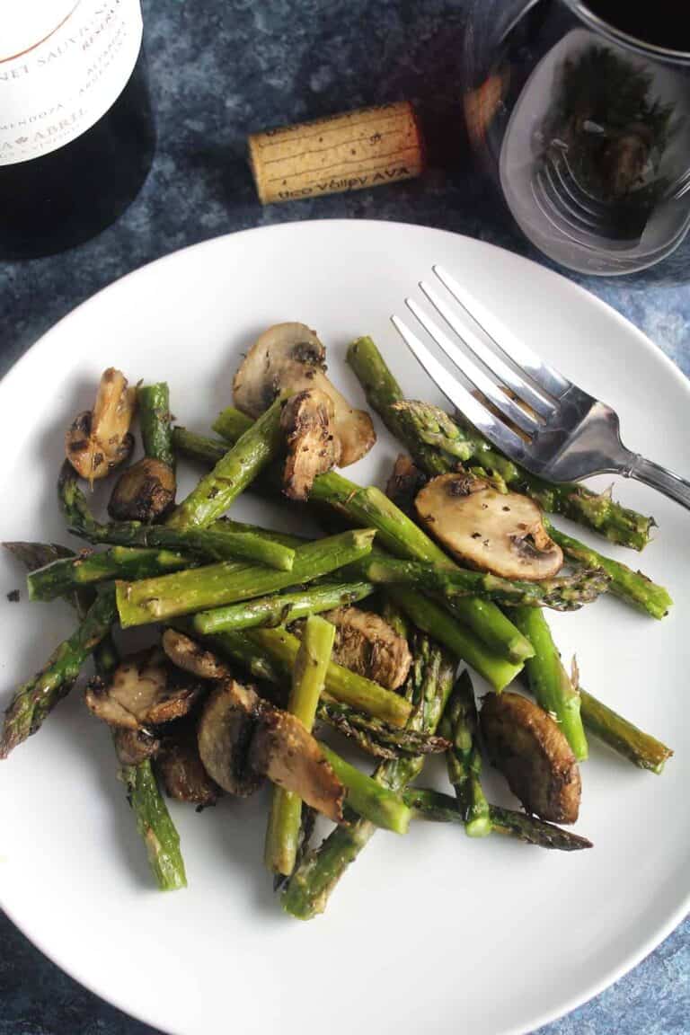 Roasted Asparagus and Mushrooms Paired with Red Wine Cooking Chat