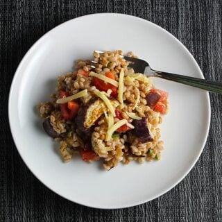 farro with eggplant and tomatoes .