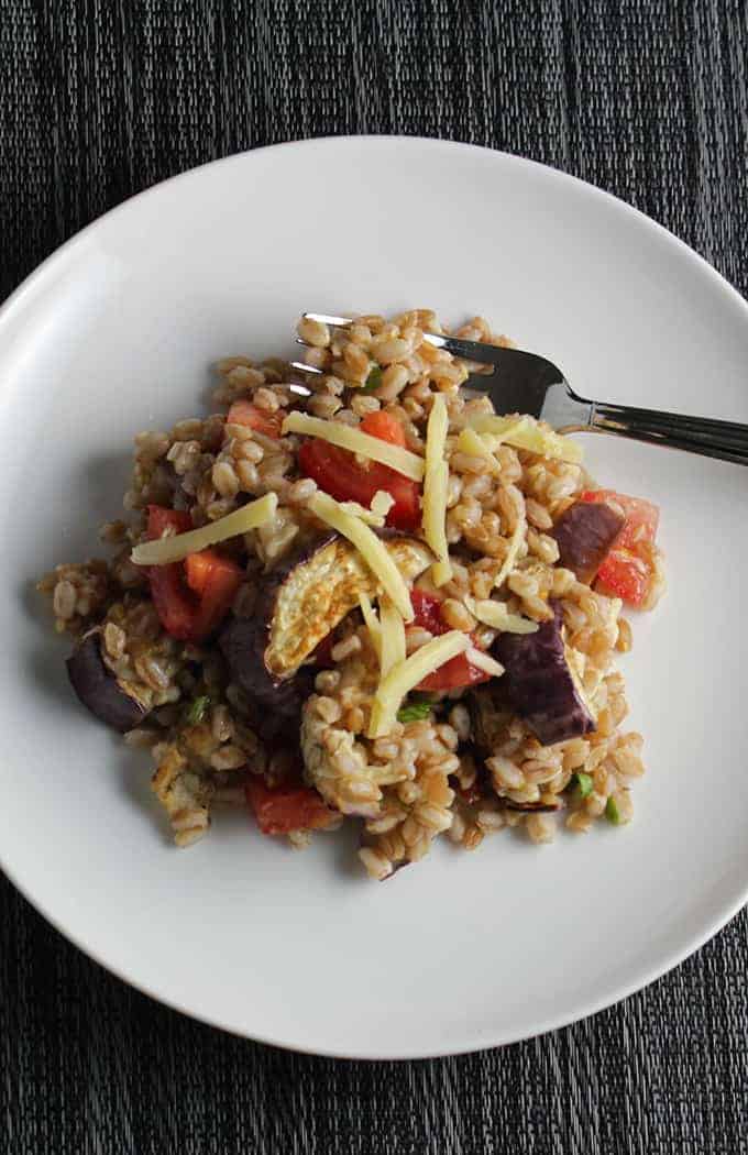Farro with Eggplant and Tomatoes for #SundaySupper