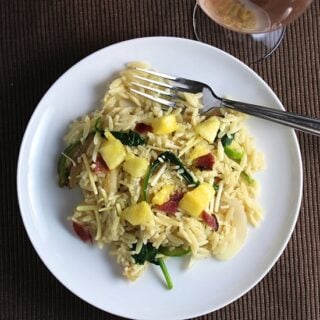 Veggie Orzo with Pineapple and Bacon