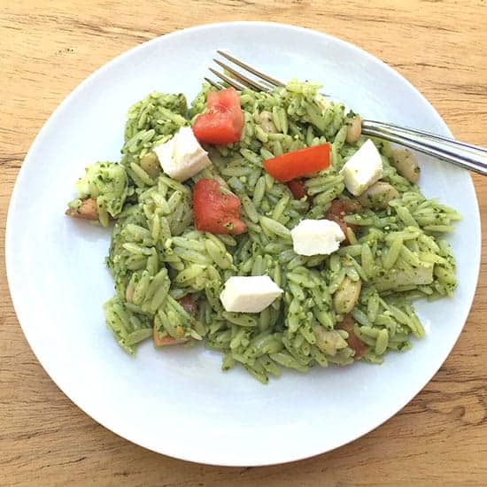 Caprese Orzo Salad with Pesto