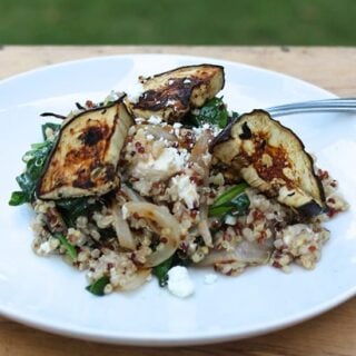 Quinoa with Grilled Eggplant, Spinach and Feta | cookingchatfood.com