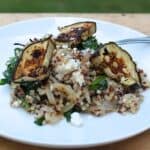 Quinoa with Grilled Eggplant, Spinach and Feta makes a tasty side or a substantial vegetarian main | cookingchatfood.com
