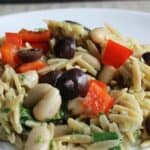 Orzo with Parsley Pesto and Olives makes a tasty side dish or vegetarian main | cookingchatfood.com