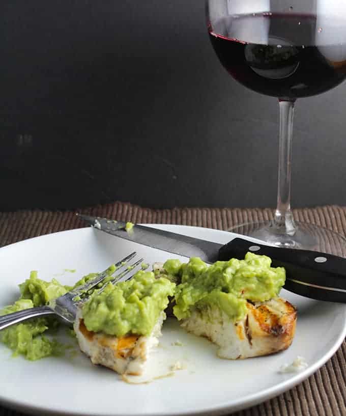 Swordfish with Guacamole and a Portuguese red wine