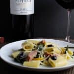 Rigatoni, Collard Greens and Sausage with an wine from Umbria | cookingchatfood.com