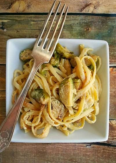 Roasted Brussels Sprouts Carbonara from A Kitchen Hoors Adventures