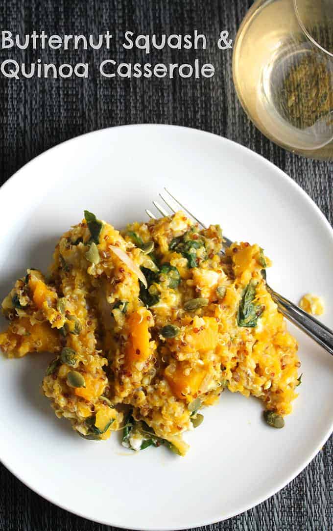 Butternut Squash and Quinoa Casserole is a savory and hearty dish that can be served as a side or a vegetarian main course. | cookingchatfood.com