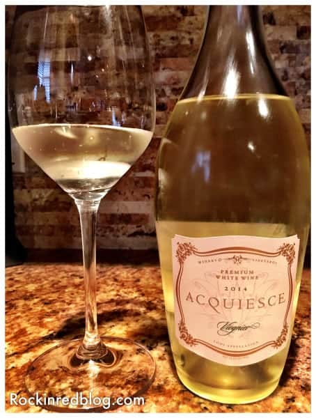 Acquiesce Viogner, a Thanksgiving wine pick from Rockin' Red Blog, in cookingchatfood.com roundup.