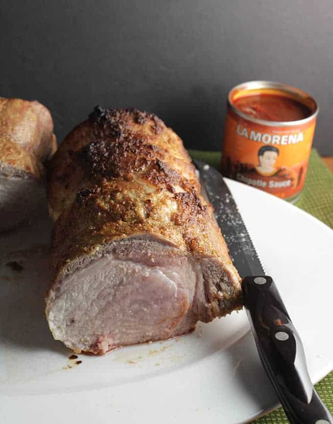 Pork Roast with Chipotle Cream Sauce, ready for slicing. | cookingchatfood.com