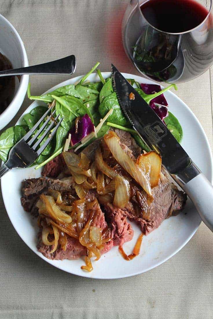Spiced Ribeye Roast with Caramelized Onions makes a delicious holiday meal, featuring Certified Angus Beef® cooked just right with the #RoastPerfect app. A #SundaySupper recipe from Cooking Chat. 