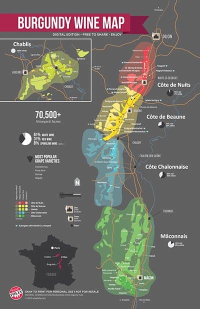 Map of Burgundy from WineFolly.com