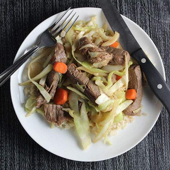 steak and cabbage stir-fry for a quick and healthy meal.