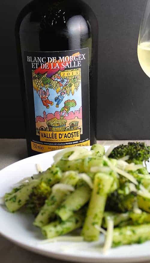 Prie Blanc paired with Ziti, Roasted Broccoli and Kale Pesto