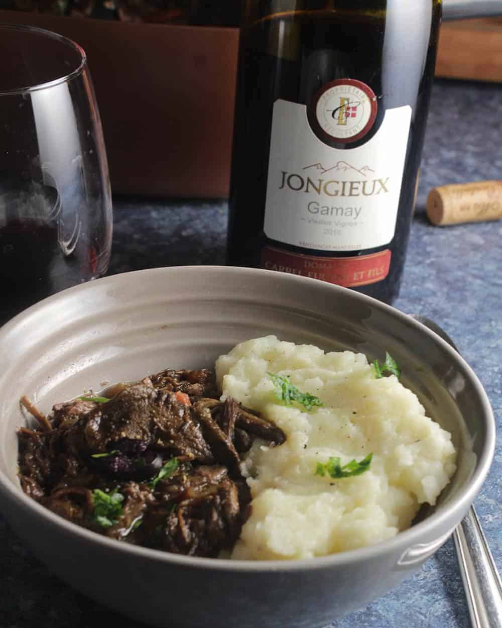 savoie red wine served with porcini beef stew