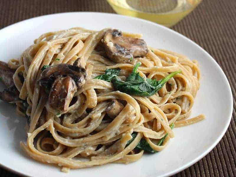 Lightened Creamy Mushroom Linguine with Spinach Cooking Chat