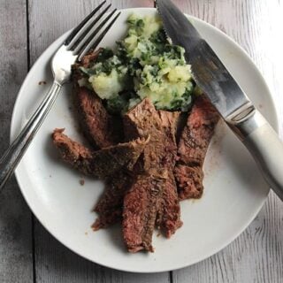 Roasted Sirloin Steak with Red Wine Garlic Sauce - Cooking Chat