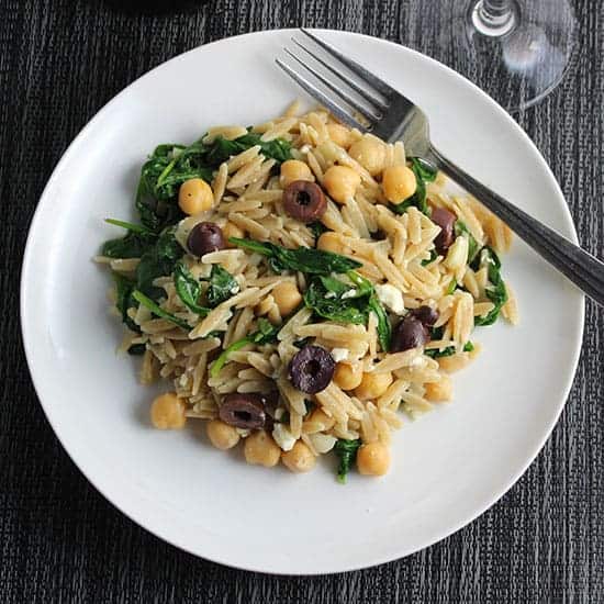 Greek Orzo with Spinach, Feta and Olives