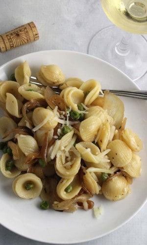 Orecchiette with Peas, Pecorino and Onions - Cooking Chat