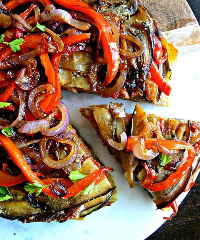 Rainbow Spanish Tortilla from opticook, included in grilled onions and peppers roundup.
