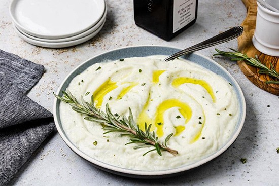 cauliflower puree in a bowl