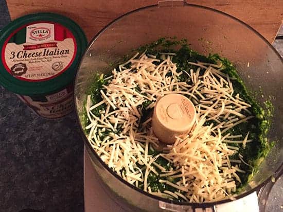 kale pesto with stella cheese.