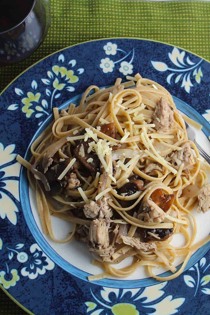Leftover Turkey Pasta with Mushrooms recipe is a delicious way to use your Thanksgiving leftovers! #SundaySupper