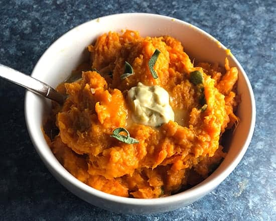 mashed potatoes with cumin sage butter.